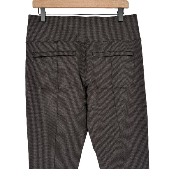 SOLD Athleta Delancey Houndstooth Tight Pants Black Brown Large Back Zip Pockets - Picture 9 of 14